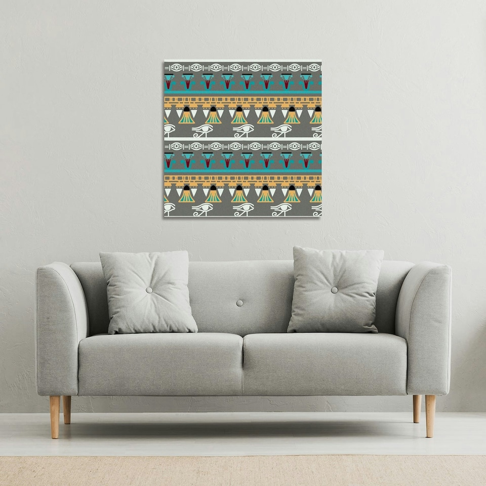 image 1 of Tribal art, Egyptian vintage ethnic silhouettes (Canvas Print) 90 x 90 x 4cm