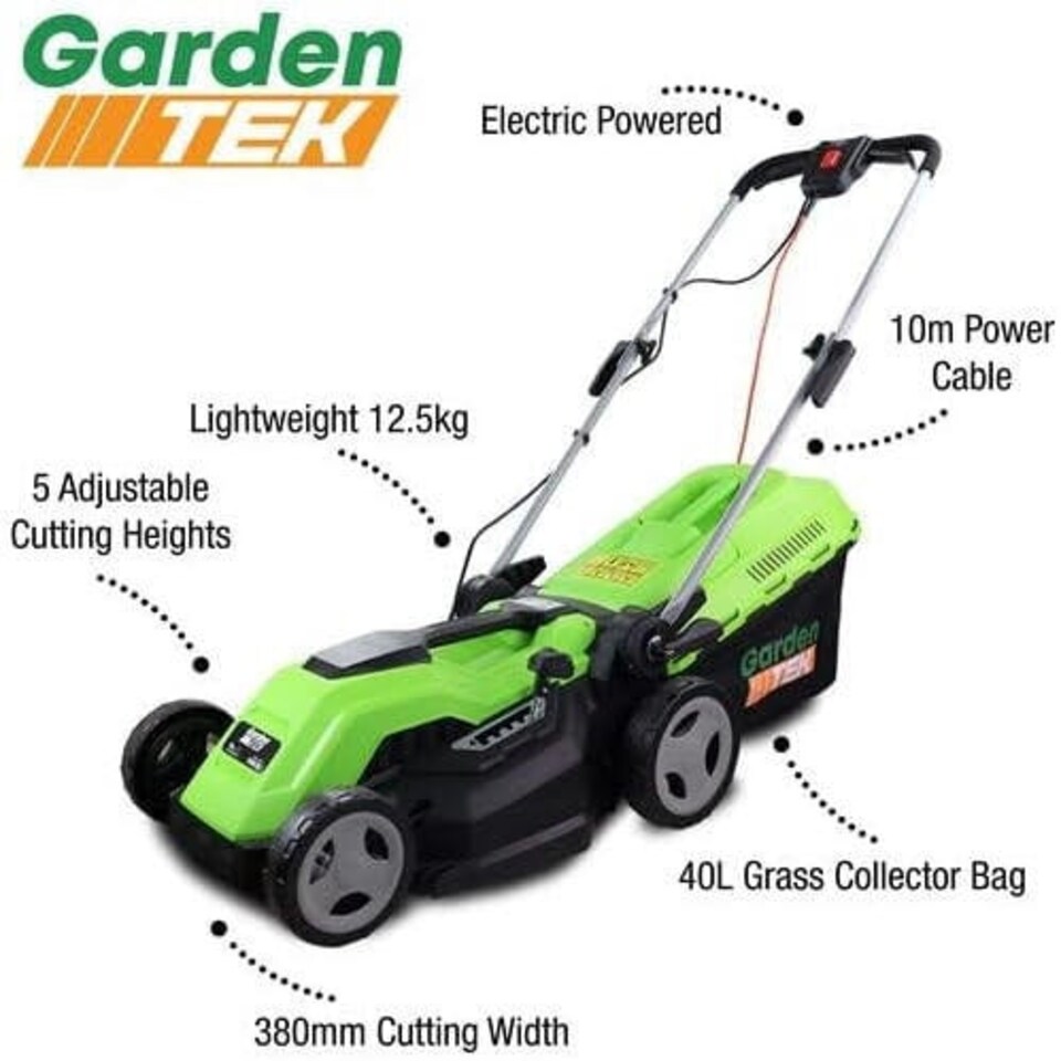 image 1 of GardenTek 38cm Corded Electric Lawn Mower with Rear Roller 1600w/230v | GT38E