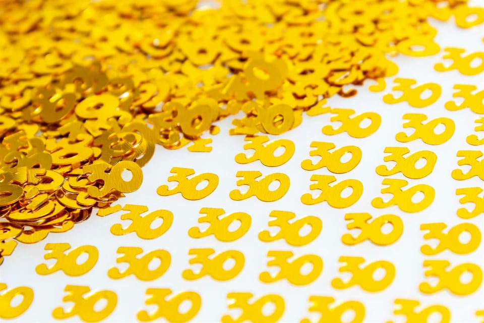 image 1 of 30th Birthday Confetti Gold 2 pack x 14 grams birthday decoration Foil Metallic 2 pack