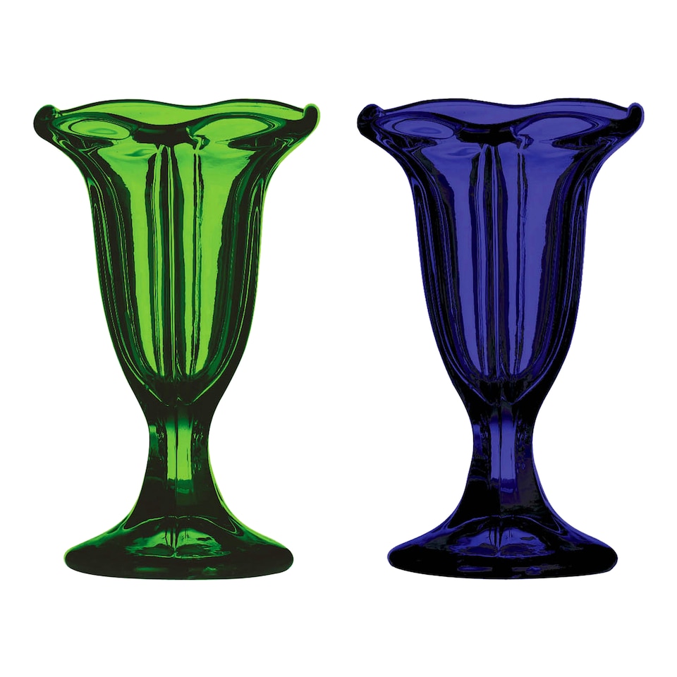 image 1 of Blue Glass Coloured Sundae Dish Blue