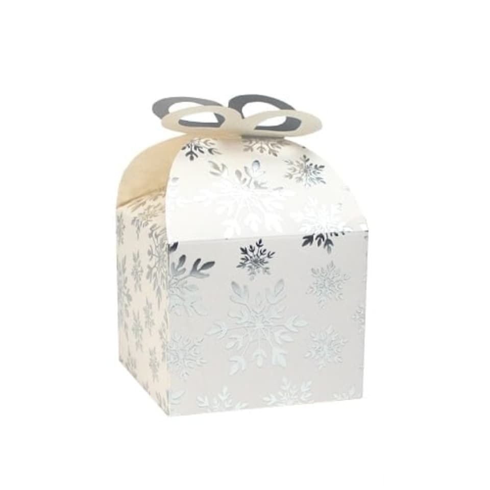 White Foil Christmas Treat Boxes - Pack of 4