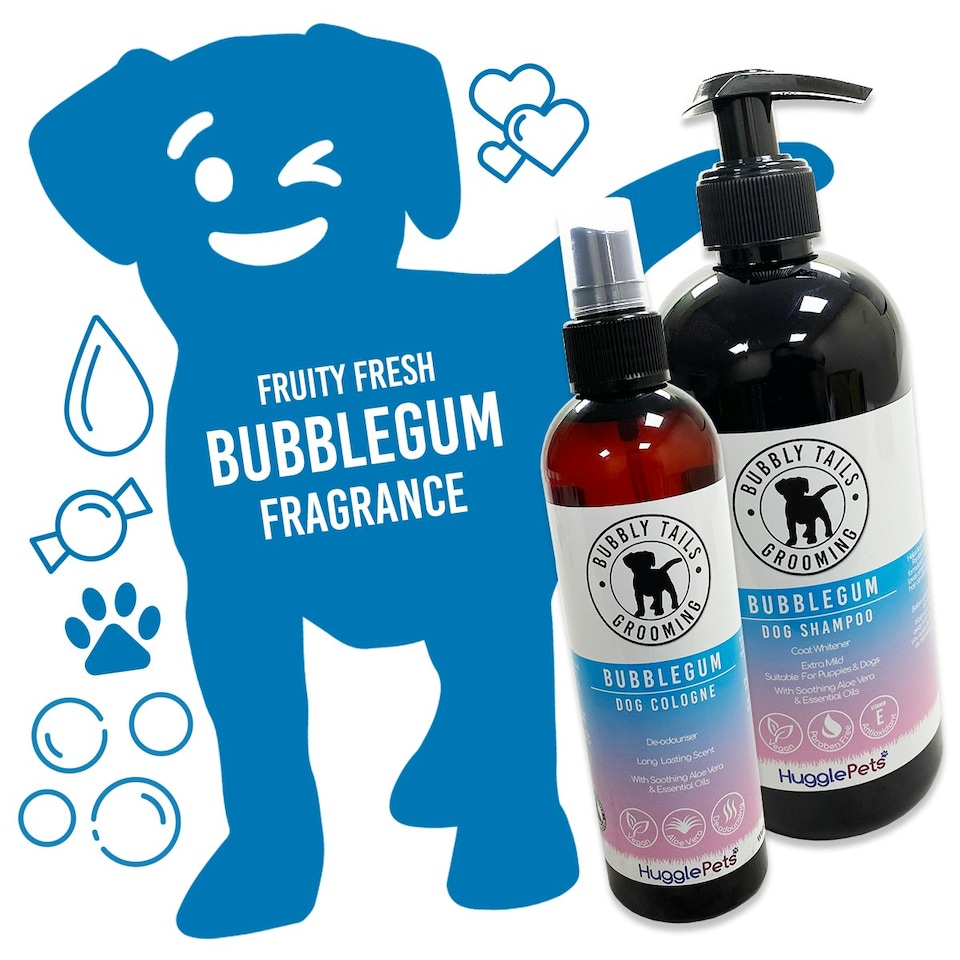 image 1 of HugglePets Bubbly Tails Bundle Dog Shampoo & Cologne - Bubblegum (Whitening)