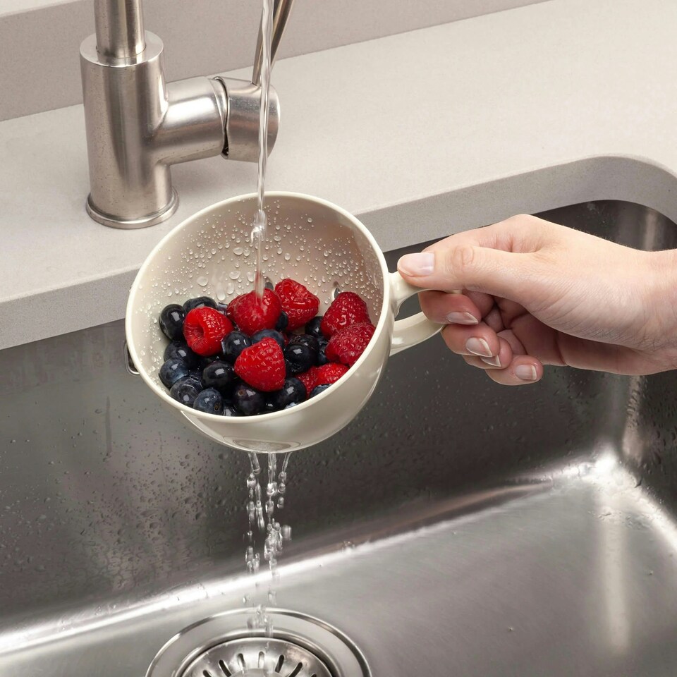 image 1 of Zeal Berry Colander Cup, Melamine Fruit and Berry Strainer, Cream