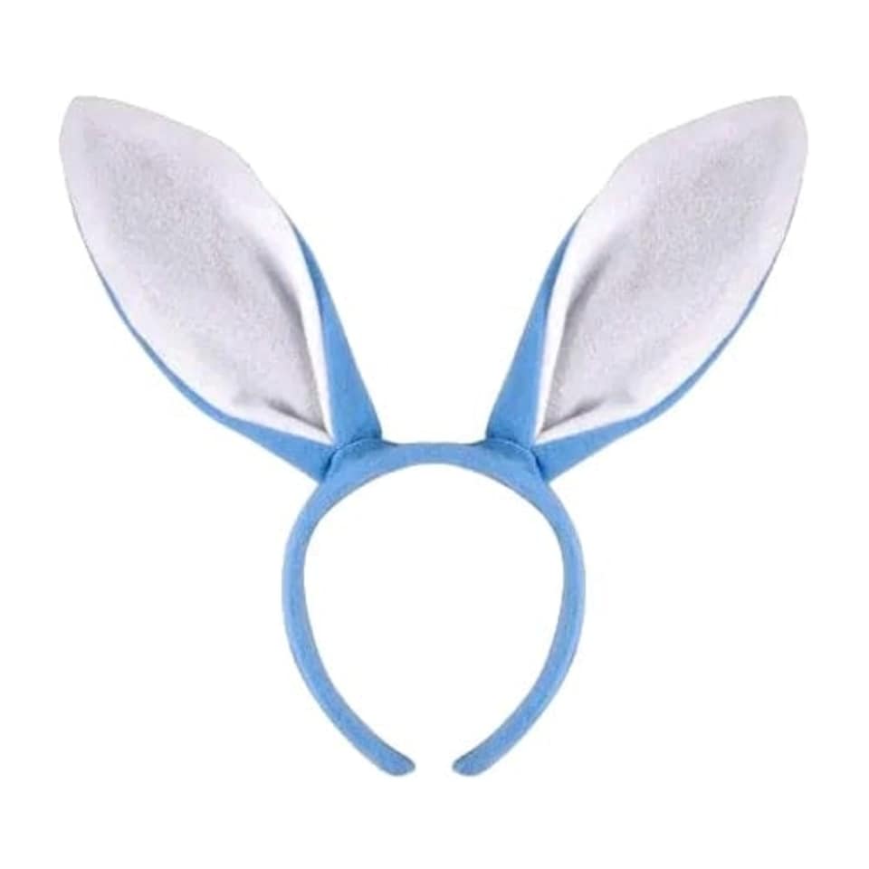Easter Blue Fluffy Bunny Ears Headband 28cm
