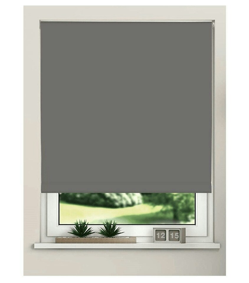 image 1 of 90cm Grey Trimmable Thermal Blackout Roller Blinds | Grey | Grey