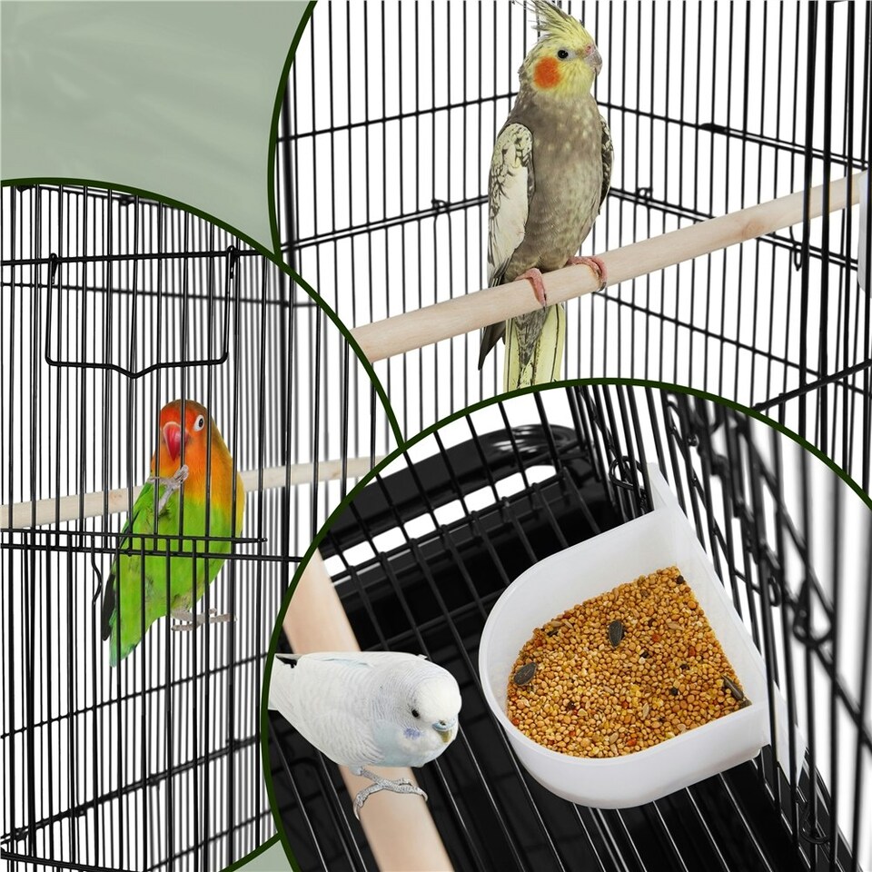 image 1 of Yaheetech 134.5 cm Tall Large Parrot Cage Rolling Metal Birdcage Black