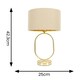 image 3 of ValueLights Antonia Beige with Gold Inner Drum Shade Brushed Gold Oval Table Lamp with Bulb Gold