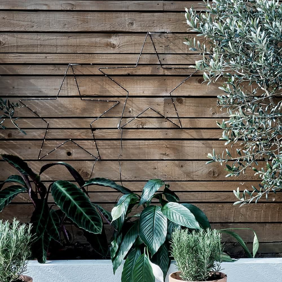 image 1 of ValueLights Pack of 3 IP44 Small Black Outdoor Warm White Star Light | Black