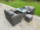image 2 of Fimous Rattan Garden Furniture Set 2 Seater Curved Arm Double Love Sofa Sofa Oblong Dining Table