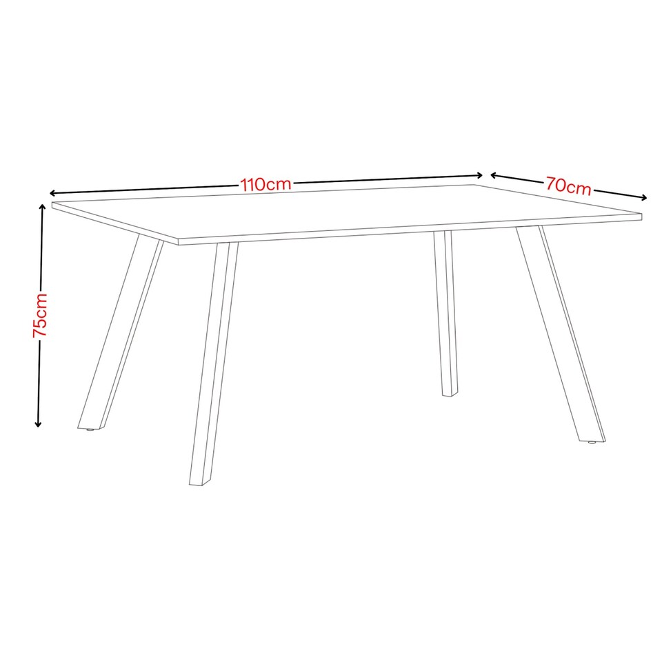 image 1 of 110cm Rectangular Dining Table with Metal Legs | Brown | Black Wood | 1