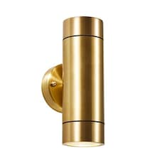 CGC NOAH Brass GU10 Double Up and Down Outdoor Wall Light Spotlight IP54 Gold