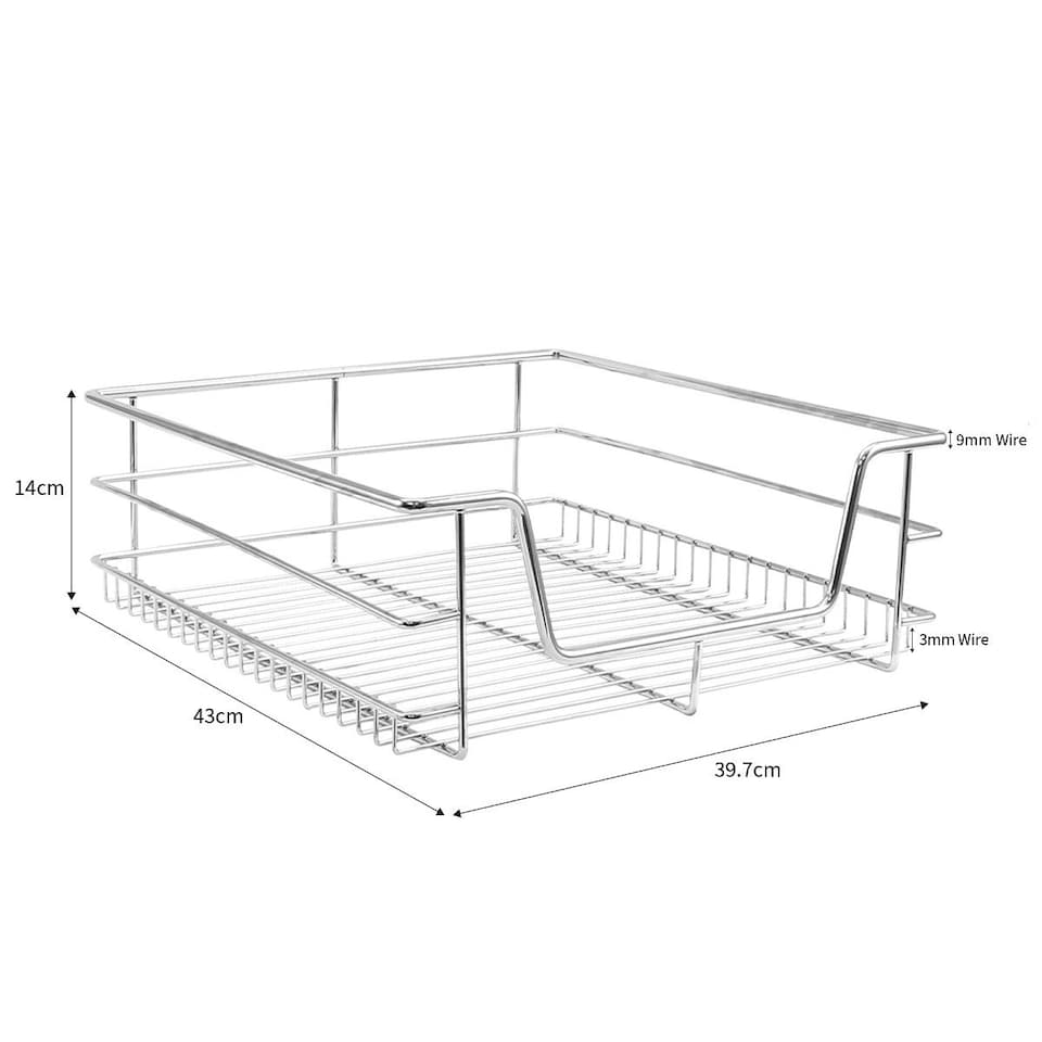 image 1 of 4 x KuKoo Kitchen Pull Out Storage Baskets – 500mm Wide Cabinet Silver