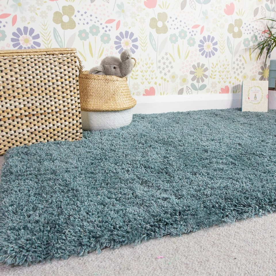 image 1 of KUKOON Ocean Blue Deep Pile Shaggy Living Room Area Rug 160cm x 230cm