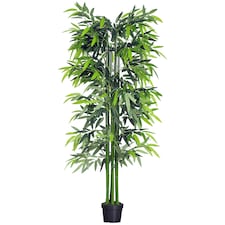 Outsunny 6ft Artificial Bamboo Tree Plant Greenery in A Pot for Home Office Planter 1.8M