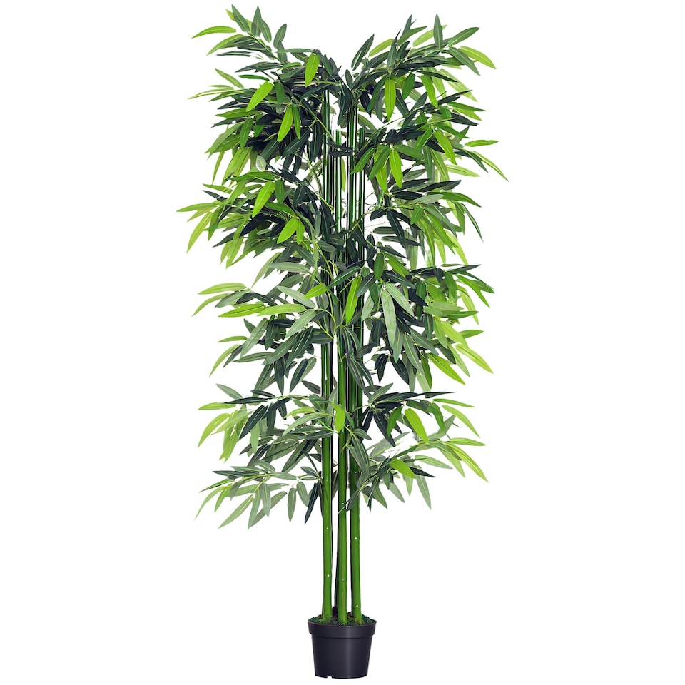 image 1 of Outsunny 6ft Artificial Bamboo Tree Plant Greenery in A Pot for Home Office Planter 1.8M