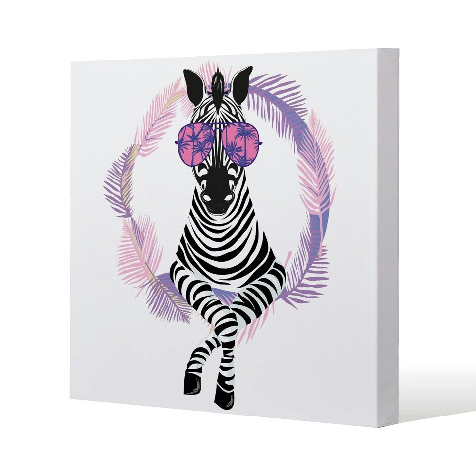 image 1 of Pink Zebra (Canvas Print) 114 x 114 x 4cm