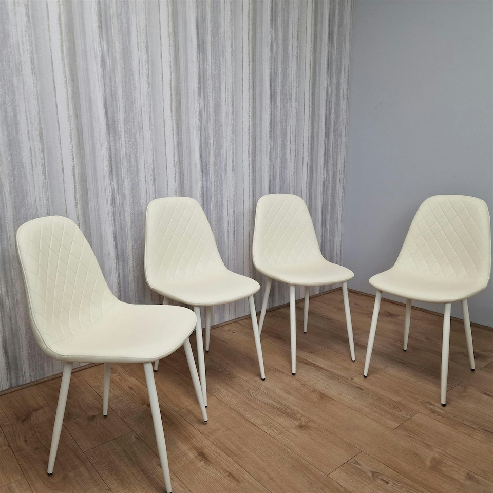 image 1 of Dining Chairs Set of 4 Cream Leather Kitchen Chairs | Cream