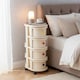 image 2 of Living and Home 4-Tier Rolling Storage Cart with Drawers and Lockable Casters | Cream