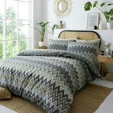 Portfolio Home Tyler Zig Zag Geometric Bedding Duvet Cover Set Grey | Super King