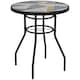 image 1 of Outsunny Garden Table with Glass Printed Design for Outdoor, Multicolour