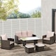 image 2 of Outsunny 6 PCS Outdoor Rattan Sofa Furniture Sets with Footstool Cushions Brown