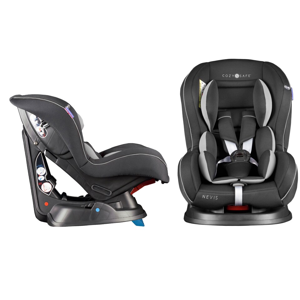 image 1 of Cozy N Safe Nevis Group 0+1 Car Seat 0-18kg, Rear & Forward Facing, 5 Point Harness, Reclining Baby Toddler Car Seat, Side Impact Protection, Birth to 4 Years (Black/Grey)