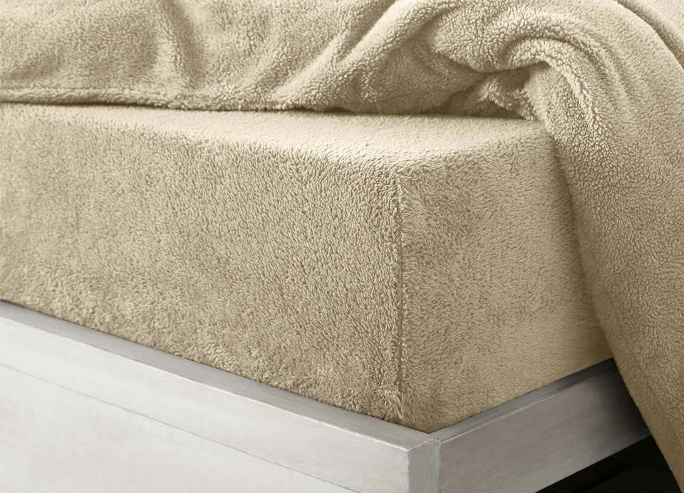 image 1 of Velosso Teddy Fleece Warm and Cosy Fitted Sheet | Brown | Taupe | Single