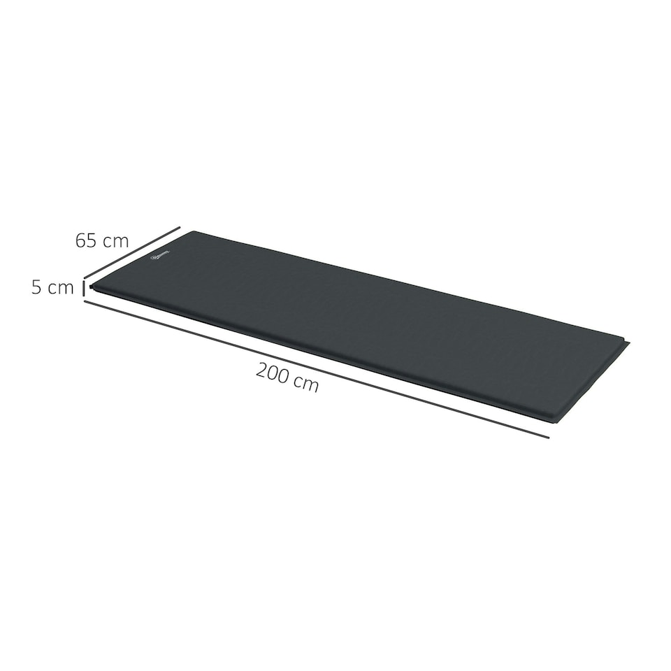 image 1 of Outsunny Self-Inflating Single Sleeping Pad Air Bed with Carry Bag, Grey
