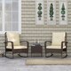 image 9 of Outsunny 3 Pieces Rattan Bistro Set, Wicker Garden Furniture Set with Cushions, Glass Top Coffee Table and Rocking Chairs, Small Balcony Furniture for Outdoor, Porch, Brown