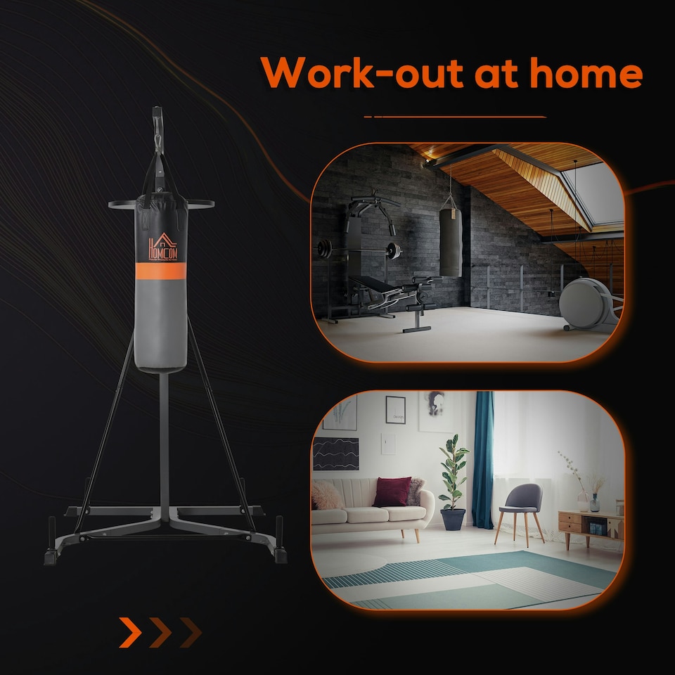image 1 of HOMCOM Punchbag & Speedball Boxing Station w/ Freestanding Frame, Grey
