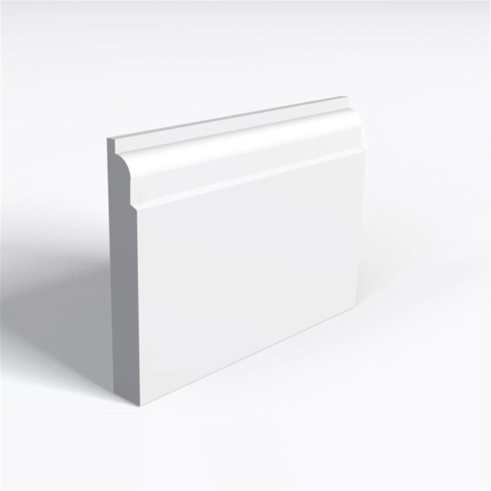 Pack of 5 (Total 5 Units) - MDF Primed Lambs Tongue Skirting Board & Rebate - 25mm (T) x 94mm (H) x 3050mm (L)
