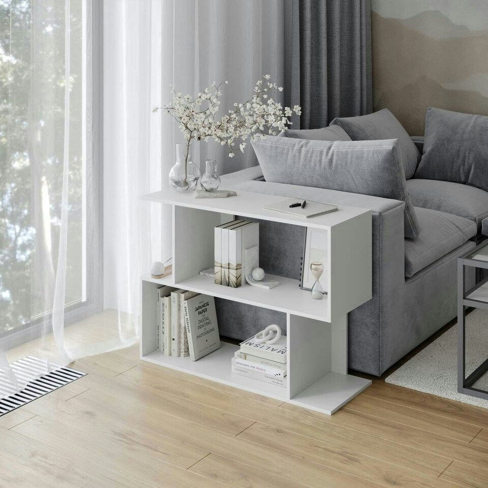 image 1 of 2-Tier Wooden Irregular Storage Unit - 80 cm Grey | Cedar Grey