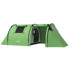 Outsunny 2 Room Camping Family Tent for 3-4 Man, 3000mm Waterproof, Green