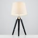 image 2 of ValueLights Clipper Black Wood and Silver Chrome Tripod Table Lamp with Beige Tapered Light Shade with 6w LED GLS Bulb