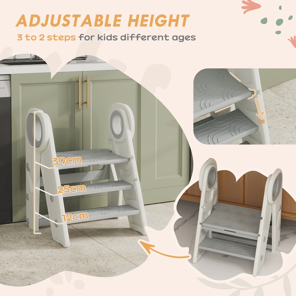image 1 of AIYAPLAY Toddler Step Stool with Handle, Foldable & Adjustable, Non-Slip