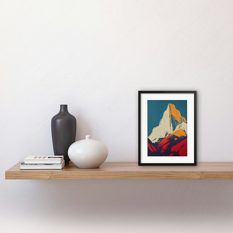 image 1 of El Capitan Rock Yosemite Valley Pop Yellow Red 9x7" Black Framed Wall Art Print