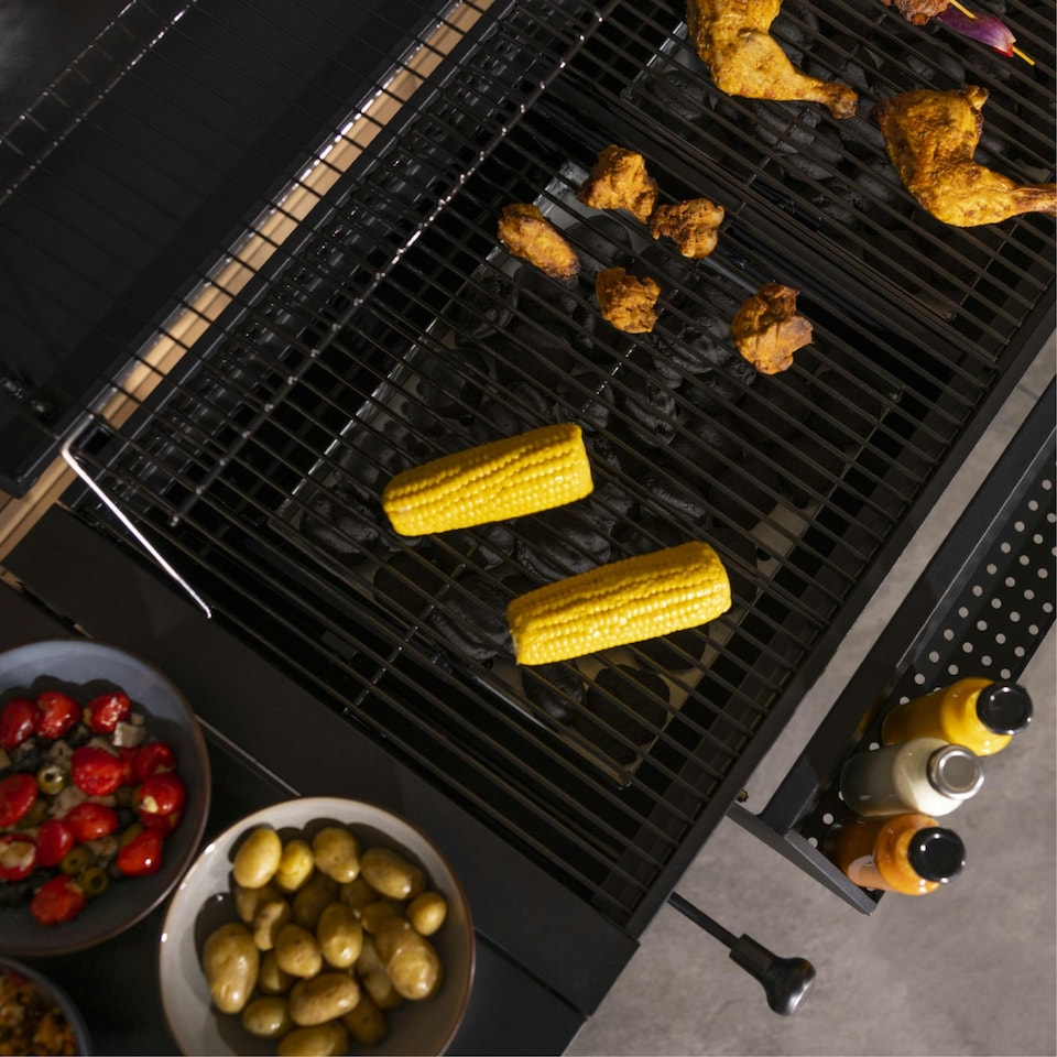 image 1 of Charles Bentley Deluxe Charcoal BBQ Grill with Chrome Steel Warming Rack