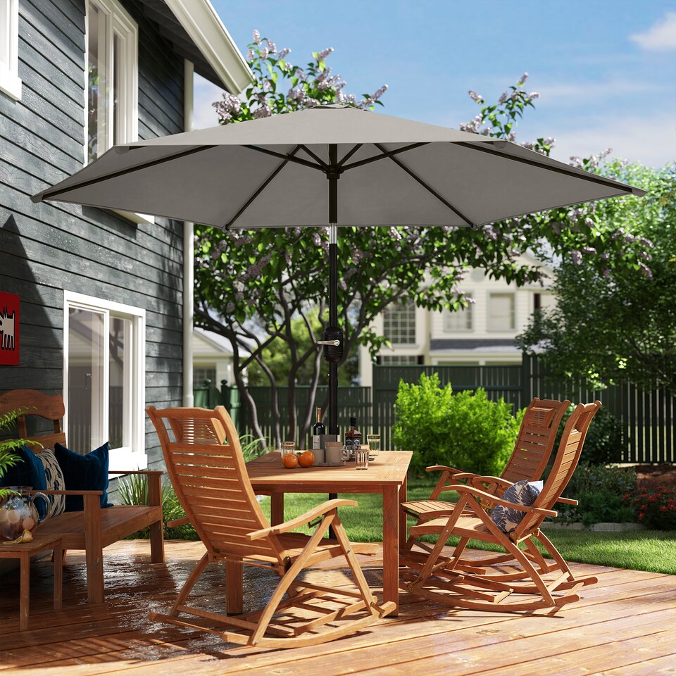image 1 of Outsunny 2.6M Garden Parasol Umbrella with Aluminium Pole, Tilt, Crank | Grey | Light Grey | Dia. 2.65 x 2.3H m