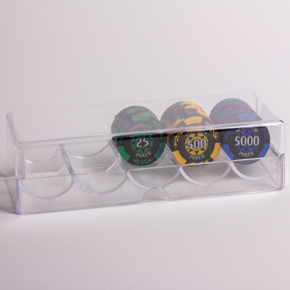 image 1 of Clear Acrylic Casino Poker Chip Tray Storage Case - Holds Up To 100 Standard Poker Chips