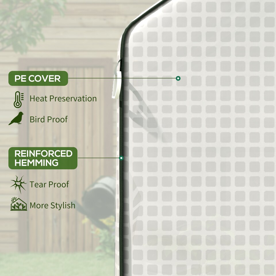 image 1 of Outsunny Walk-in Greenhouse Cover Replacement with Door and Mesh Windows, Green