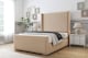 image 2 of Sloomy Devonshire Pebble Plush Bed Frame With Mattress With 50"  Upholstered Wingback Headboard 5' King