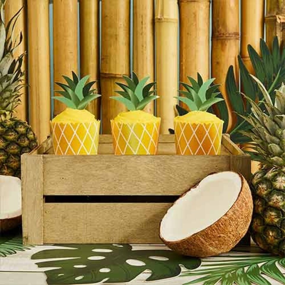 image 1 of Tropical Pineapple Food Pick Cupcake Kit - Pack of 10