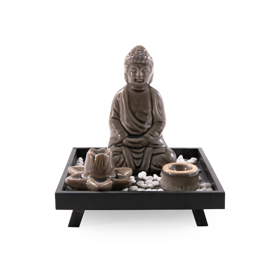 image 1 of Myga Candle & Incense Holder - Buddha | Brown