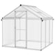 image 1 of Outsunny 6x6ft Aluminium Greenhouse with/ Door Window Galvanised Base PC Panel | Clear