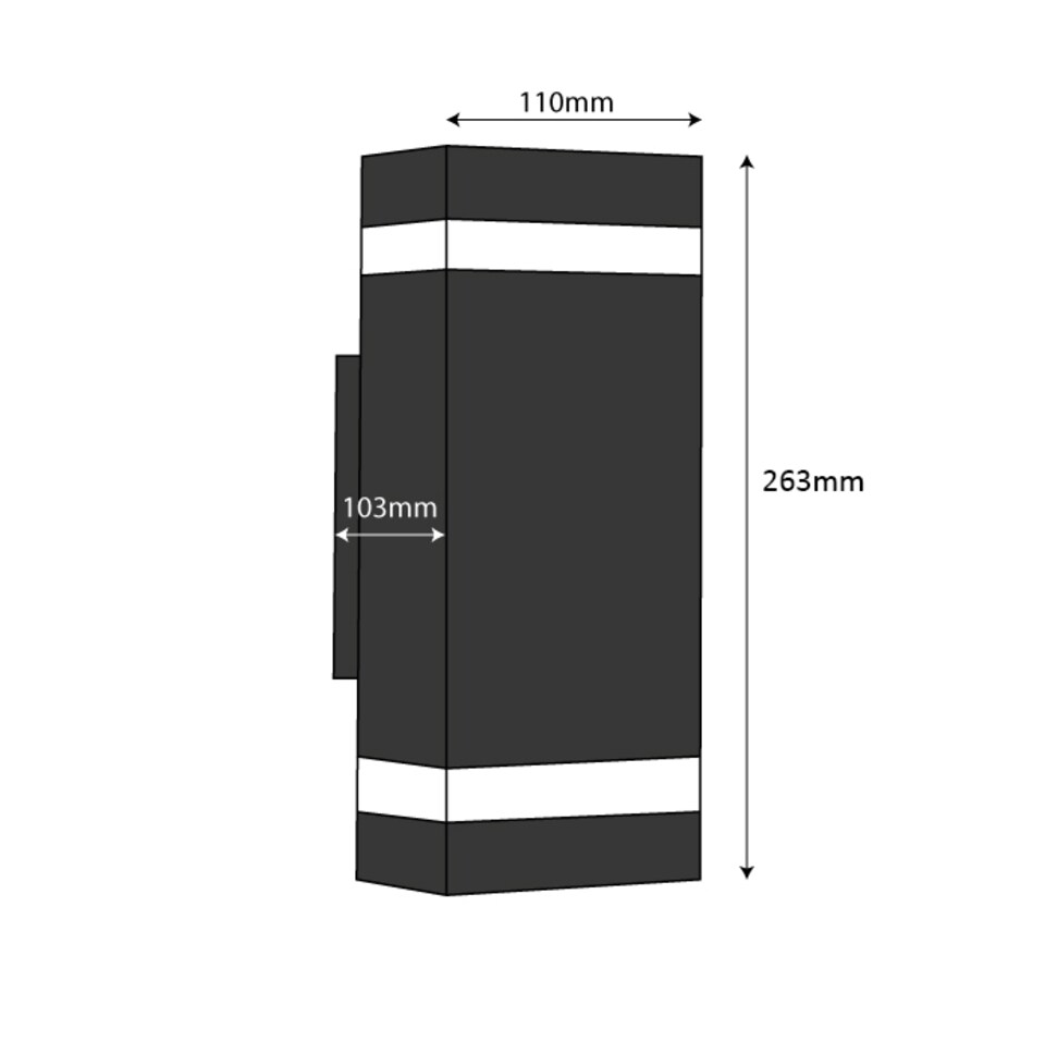 image 1 of Auraglow Outdoor Double Up & Down Wall Light - CHILTON | Silver | Silver/Cool White