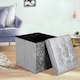 image 2 of Home Republic Crushed Velvet Storage Ottoman - 38cm X 38cm Foldable Blue