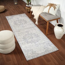 LIVABLISS Monaco-Vintage Traditional Boho Rug 80 x 220 cm | Grey Ivory cream