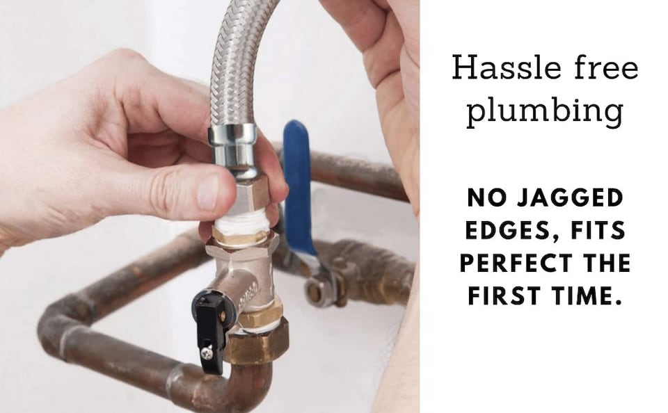 image 1 of TradeProvider® Flexi Pipes, Flexible Mixer Taps Tails (2pcs/pack)Kitchen Tap Connector 10M x1/2 Fitting 600mm Long Flexible Hose British Standard Pipe Connectors (103mm brass end)