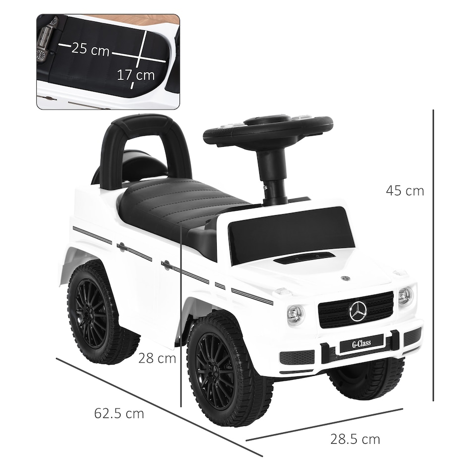image 1 of HOMCOM 3 in 1 Kids Ride On Car G350 Licensed Foot To Floor Slider Toddler Push Along NO POWER White 12-36 months