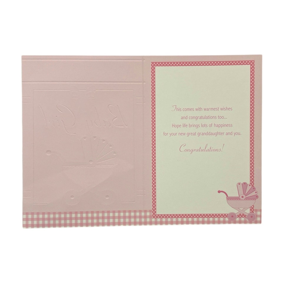 image 1 of On The Birth Of New Baby Great Granddaughter Traditional Design Congratulations Card